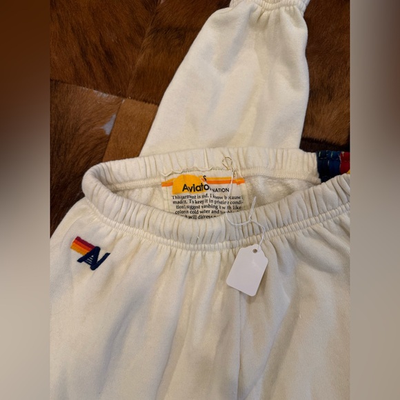 Aviator Nation Off-White Joggers with Multicolor Stripes - Picture 2 of 8